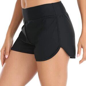 Relleciga Women's High Waisted Swim Shorts Black